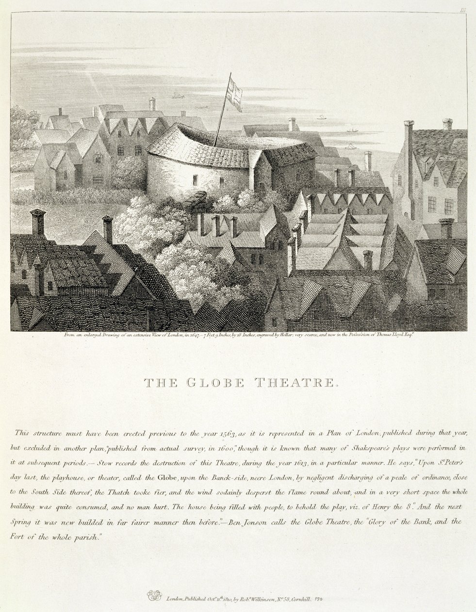 Das Globe Theatre, ca. 1647, veröffentlicht von Robert Wilkinson, London, 1810 von Wenceslaus Hollar