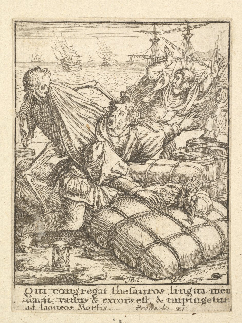 Der Kaufmann, aus dem Totentanz, 1651 von Wenceslaus Hollar