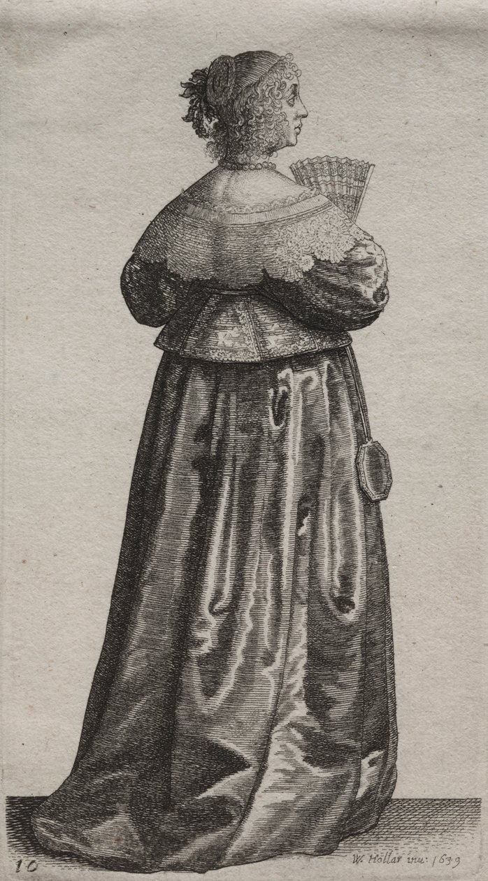 Die Frau mit Fächer und Spiegel von Wenceslaus Hollar