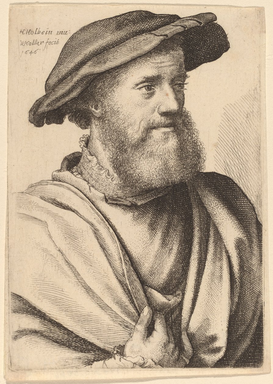 Mann mit Bart, der nach rechts schaut (Hans Holbein?) von Wenceslaus Hollar after Hans Holbein the Younger