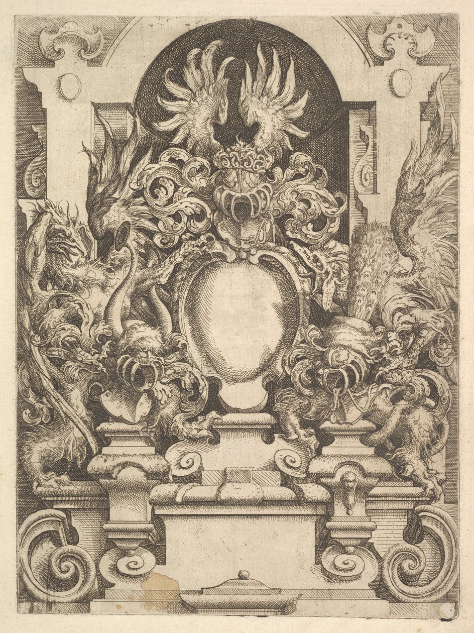 Entwurf für eine Kartusche, Tafel aus Dietterlins Architecttura, 1598 von Wendel Dietterlin the Elder