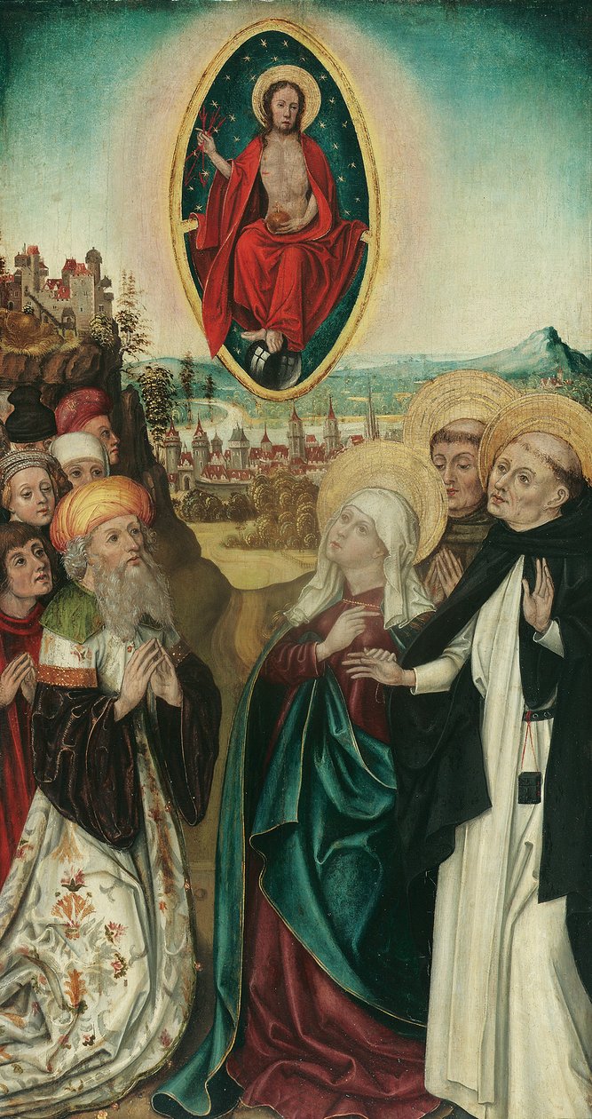 Vision des hl. Dominikus von Christus mit den drei Lanzen von Wiener Maler (Umkreis Meister des Schottenaltars)