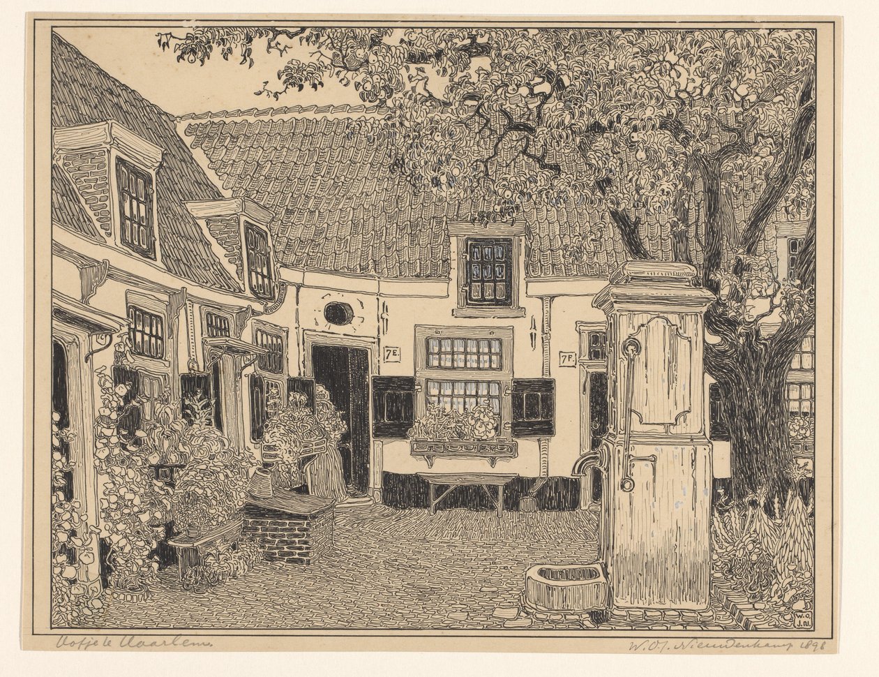 Hofje van Loo in Haarlem von Wijnand Otto Jan Nieuwenkamp (signed by artist)