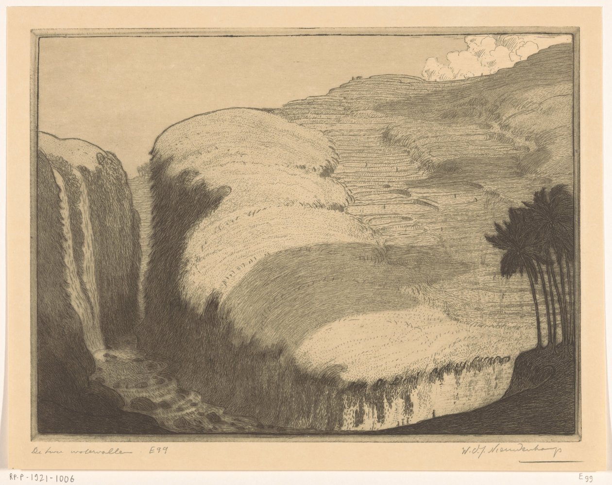 Zwei Wasserfälle in Gianyar auf Bali von Wijnand Otto Jan Nieuwenkamp (signed by artist)