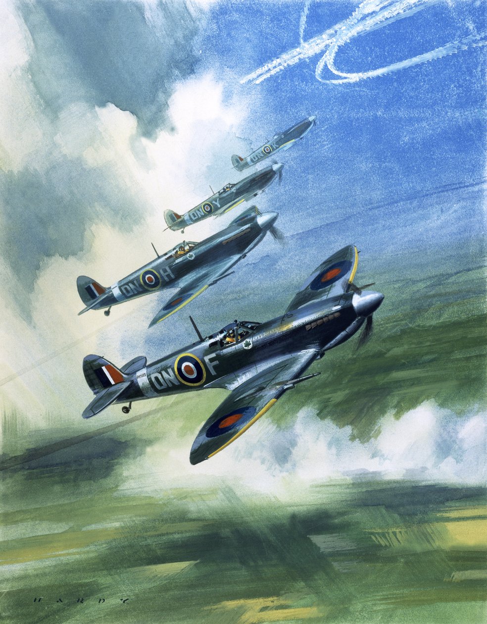 Patrouillenflug der 416. Staffel, Royal Canadian Air Force, Spitfire Mark 9s von Wilf (20th century) Hardy