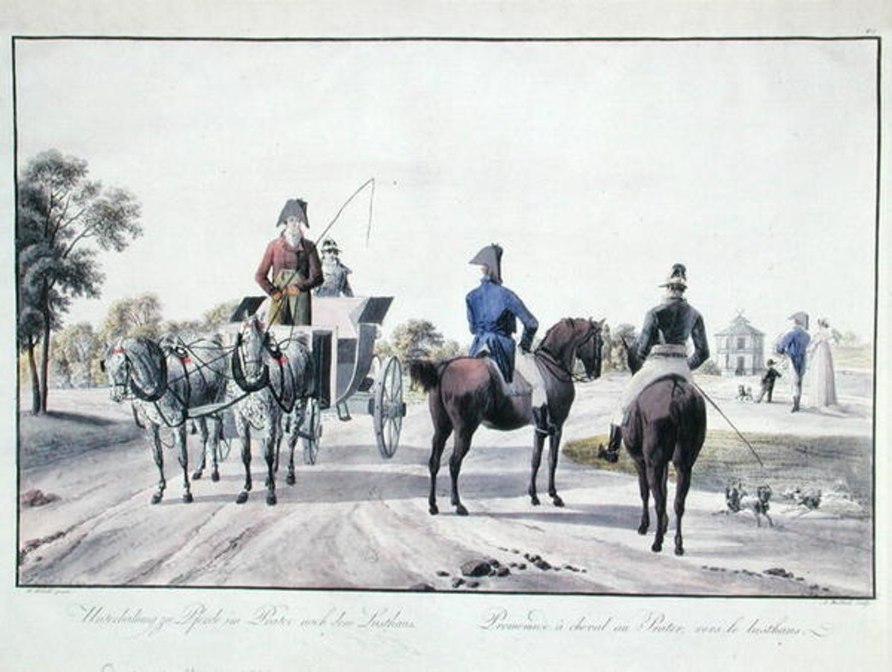 Reiten im Prater Park, Wien, graviert von Adam von Bartsch, 1804 von Wilhelm Alexander (after) Kobell