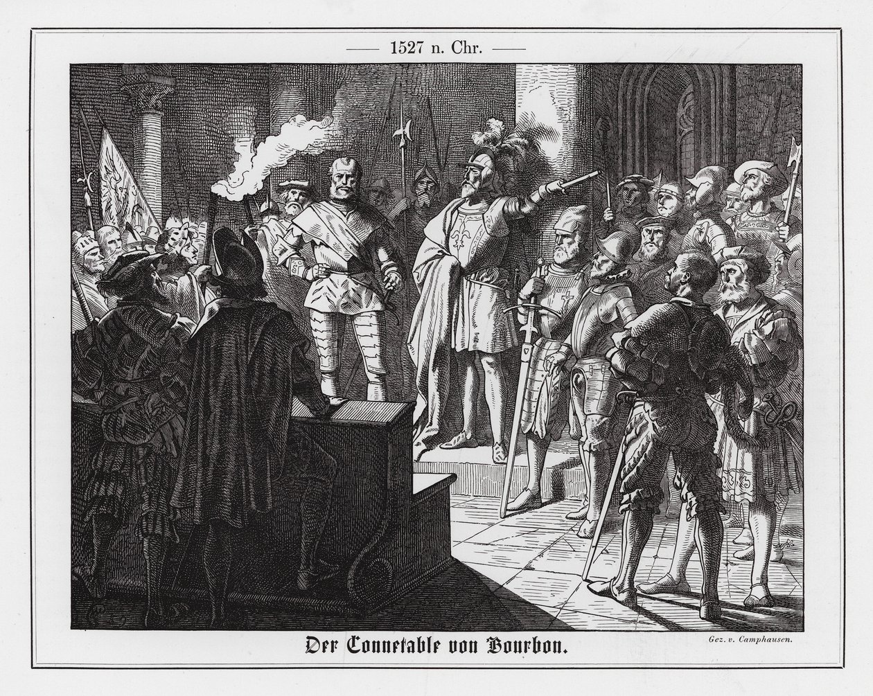 Karl III., Herzog von Bourbon, befiehlt die Plünderung Roms von Wilhelm Camphausen