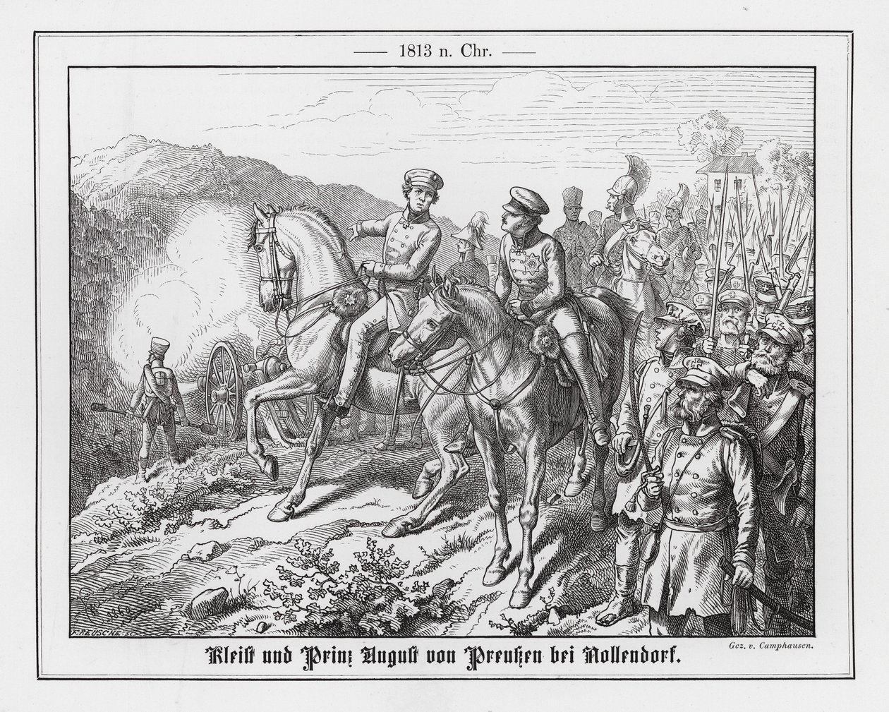 Feldmarschall Kleist und Prinz August von Preußen bei Nollendorf, Schlacht von Leipzig von Wilhelm Camphausen