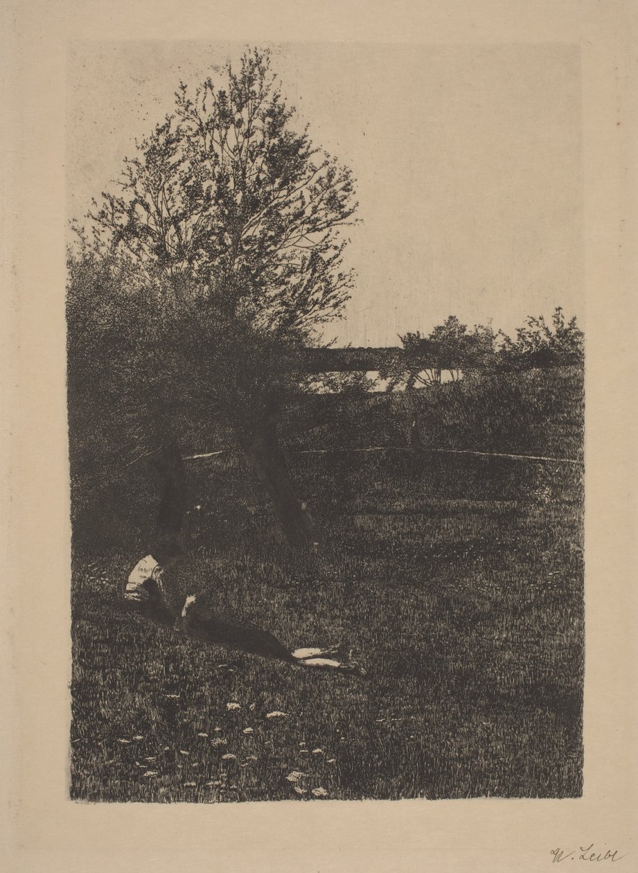 Wiese mit Kindern von Wilhelm Maria Hubertus Leibl