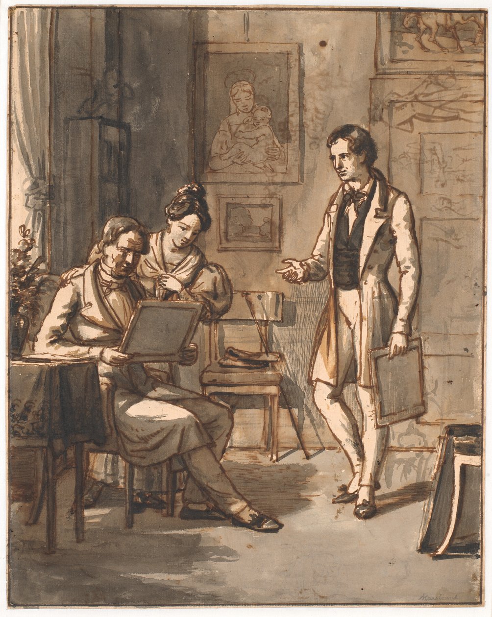 Ein Kunstwerk wird bewertet von Wilhelm Marstrand