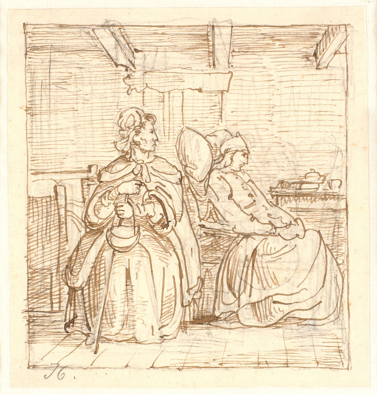 Ewald erhält in Rungsted, in geschlossenem Interieur, Besuch von seiner hartherzigen Mutter von Wilhelm Marstrand