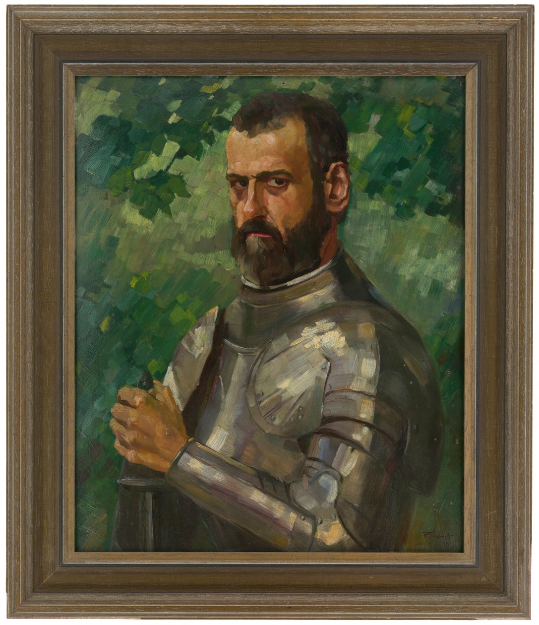 Brustbild eines Mannes im Harnisch von Wilhelm Trübner