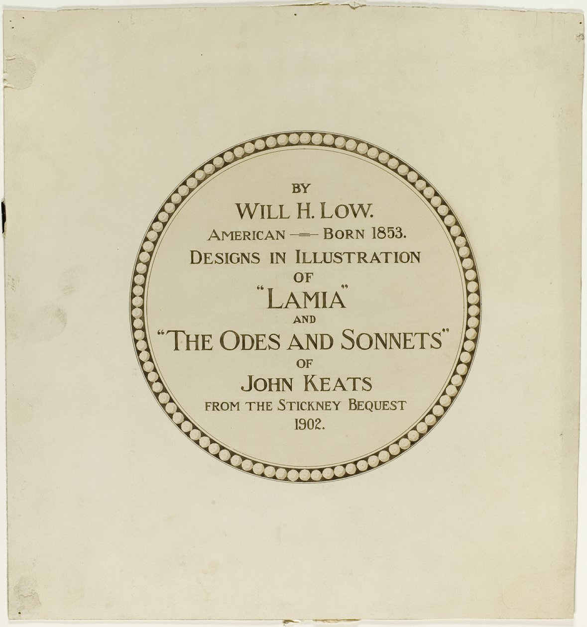 Titelseite für die "Oden und Sonette von John Keats" von Will Hicock Low