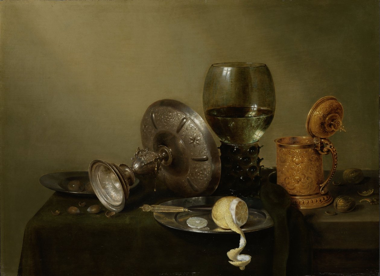 Stillleben mit vergoldetem Bierkrug von Willem Claesz. Heda