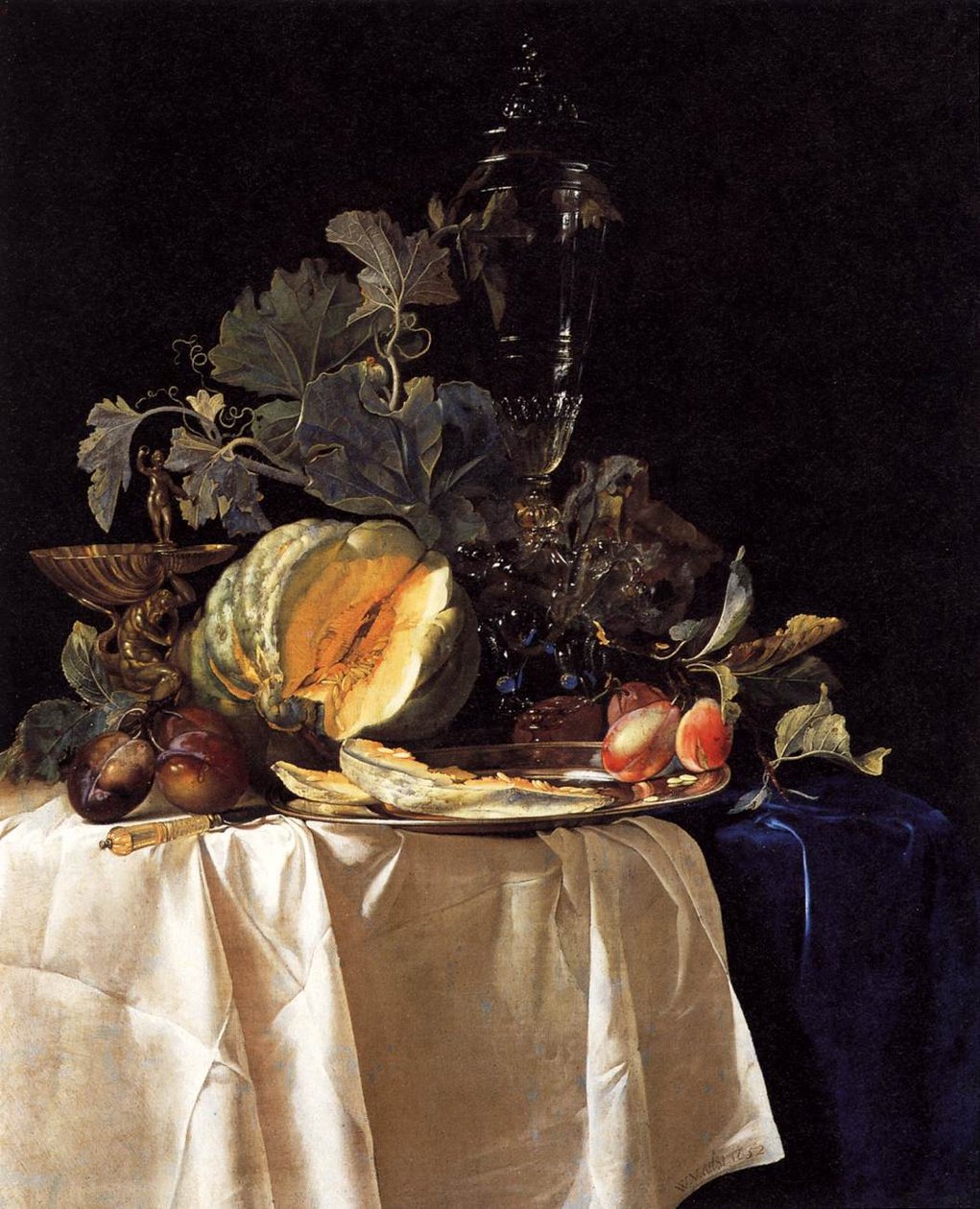 Stillleben mit Früchten und Kristallvase von Willem van Aelst