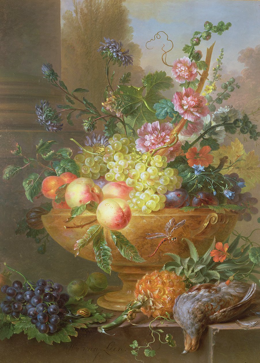 Stillleben mit Früchten und Blumen von Willem van Leen