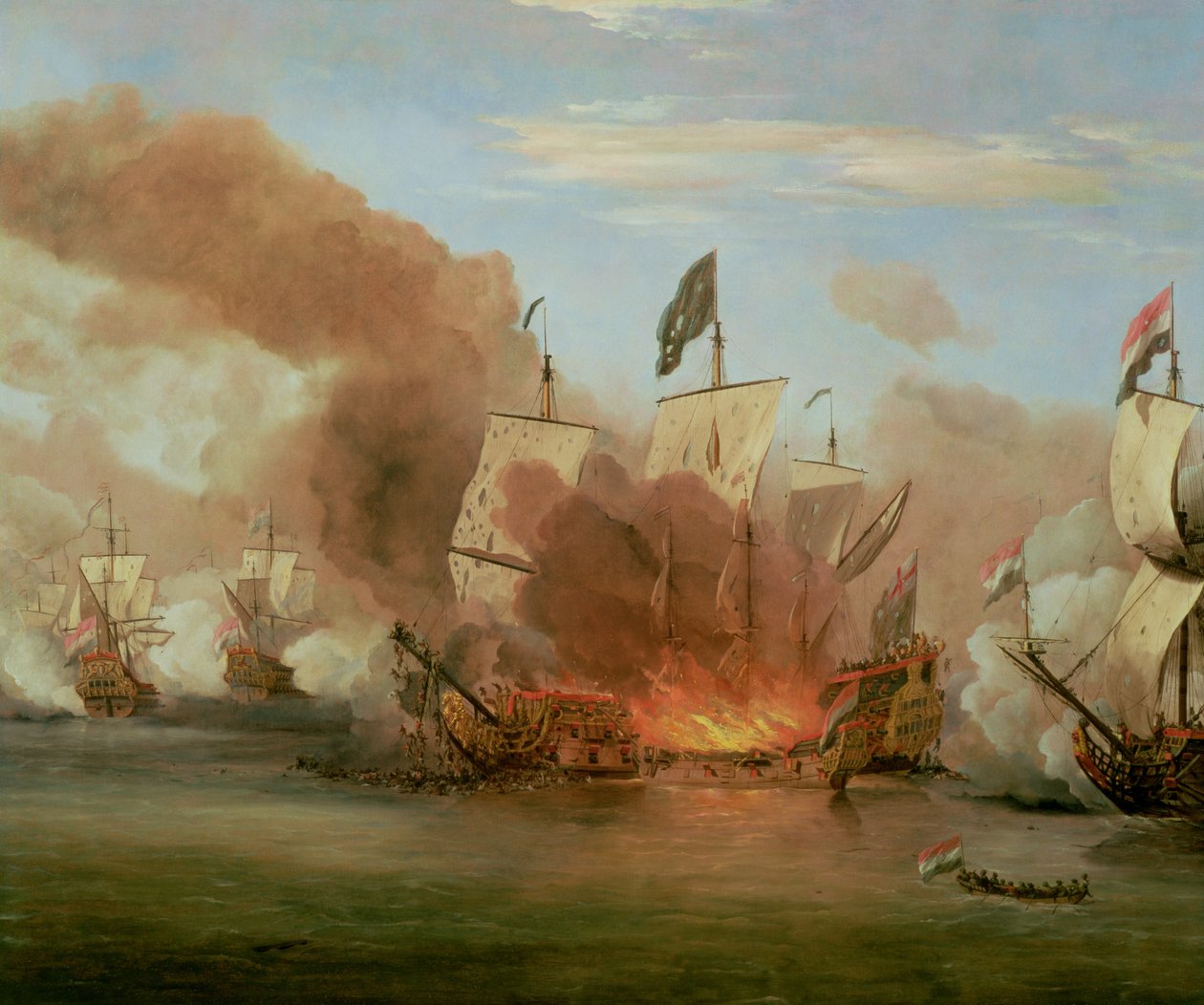 Das Brennen der Royal James in der Schlacht von Sole Bank, 6. Juni 1672 von Willem van de Velde the Younger