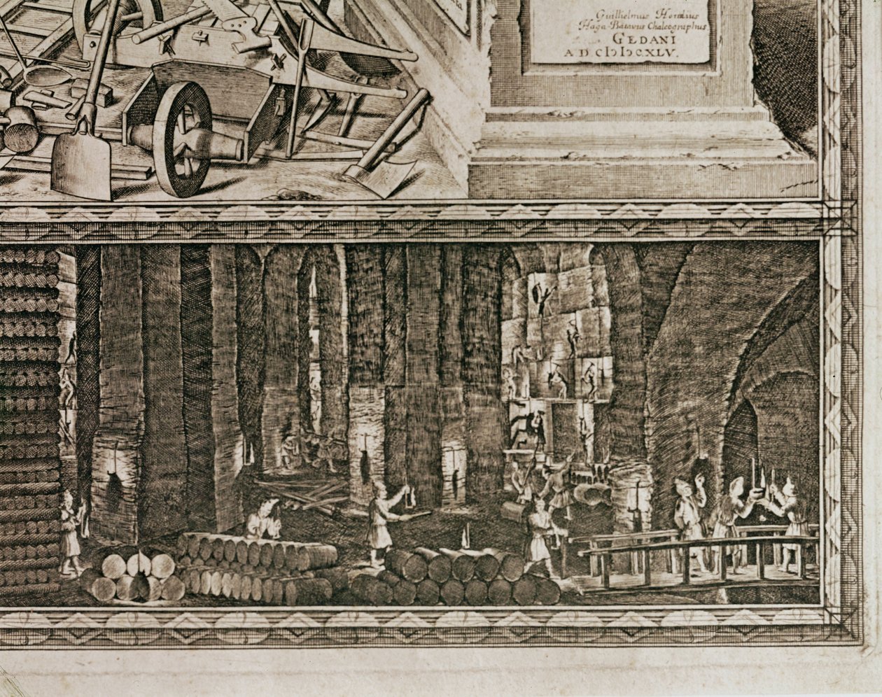 Die Salzminen von Wieliczka bei Krakau erzeugten etwa ein Drittel des Einkommens der polnischen Könige (Gravur) von Willem (c.1597 1660) Hondius