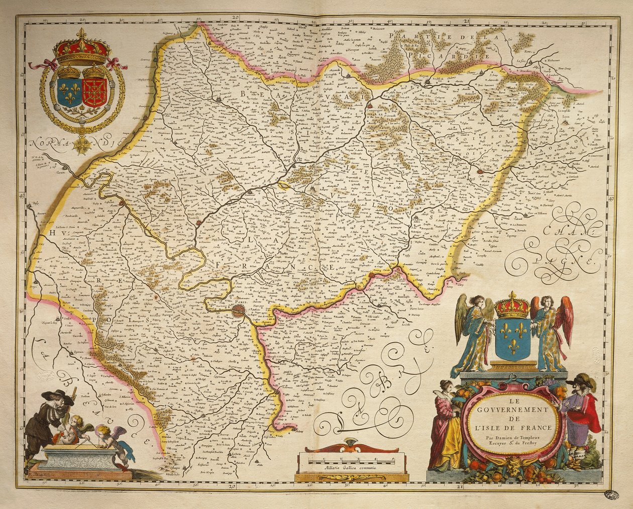 Île-de-France, Insel Frankreich aus Theatrum Orbis Terrarum, Amsterdam von Willem Blaeu