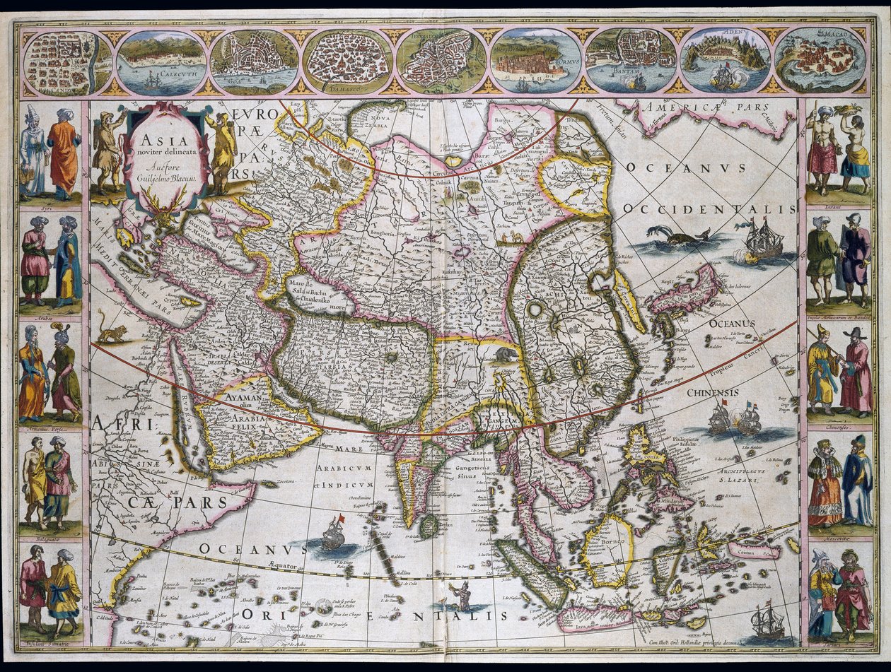 Karte von Asien. Tafel aus einem Atlas von Willem Janszoon Blaeu von Willem Blaeu
