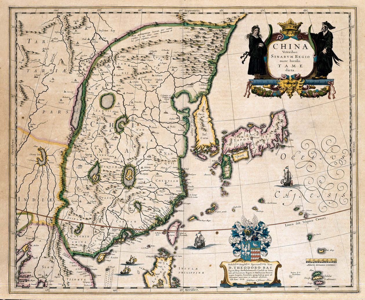 Karte von China, Japan und Korea (Gravur) von Willem Blaeu
