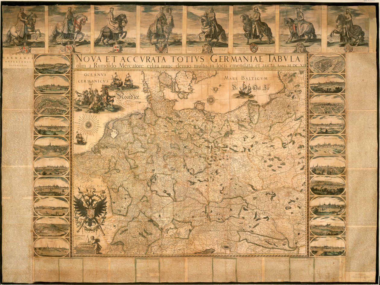Neue und genaue Illustration von Deutschland in seiner Gesamtheit von Willem Janszoon Blaeu, Kupferstich, gedruckt in Amsterdam von Willem Blaeu