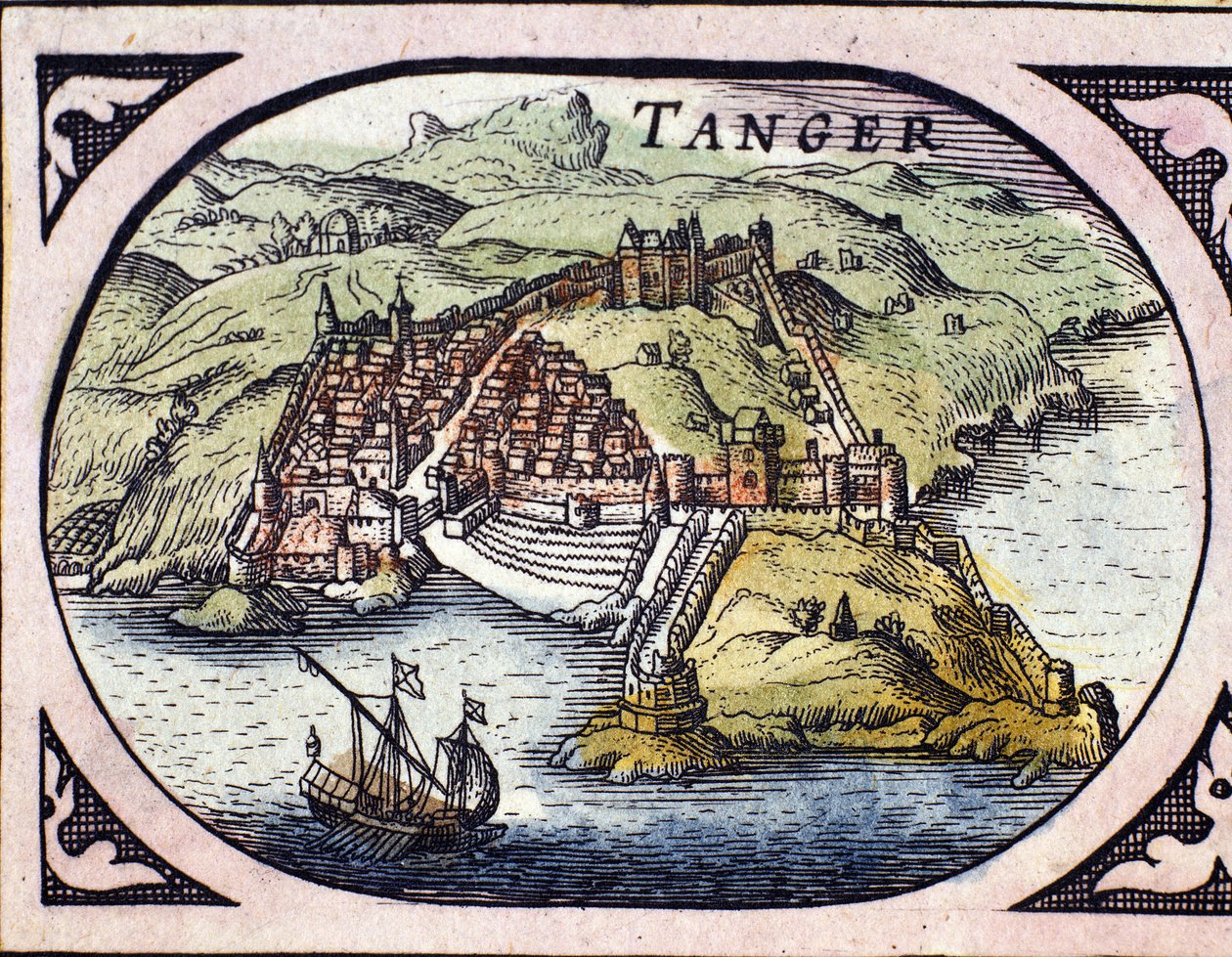 Ansicht der befestigten Stadt Tanger und der Küste, Marokko. Karte aus dem niederländischen Atlas von W. G. Blaeu, Amsterdam von Willem Blaeu