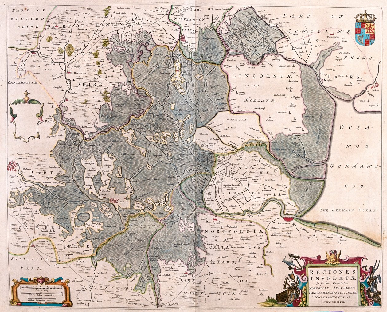 Überflutete Gebiete von Norfolk, Suffolk, Huntington, Northampton, Cambridge und Lincoln, in 