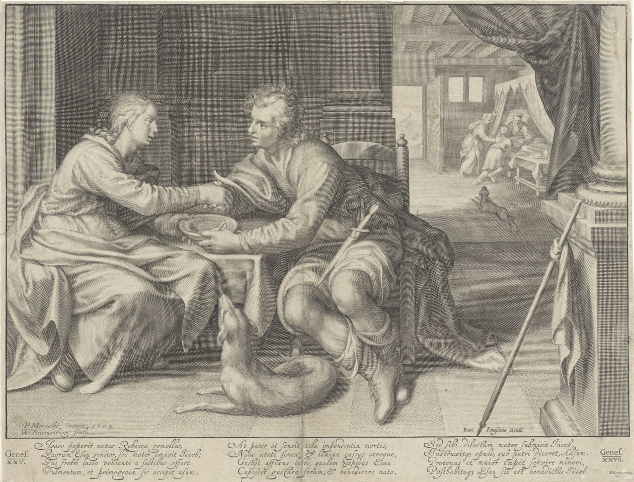 Esau verkauft sein Erstgeburtsrecht an Jakob von Willem Isaacsz. van Swanenburg