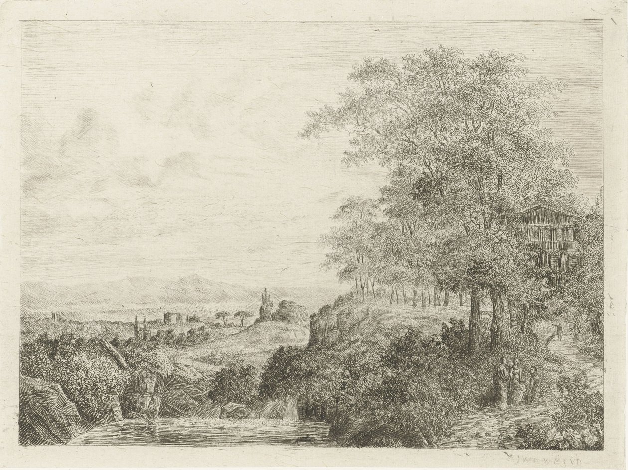 Südliche Landschaft mit Tempel und Figuren von Willem Matthias Jan van Dielen
