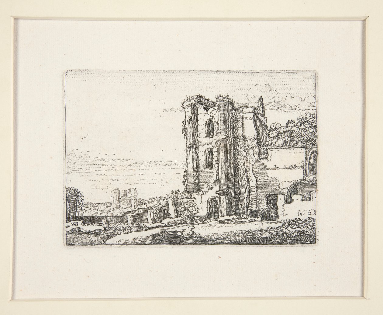 Ruine eines Turms rechts von der Mitte, Platte 2 aus Die Landschaften von Willem Pietersz. Buytewech