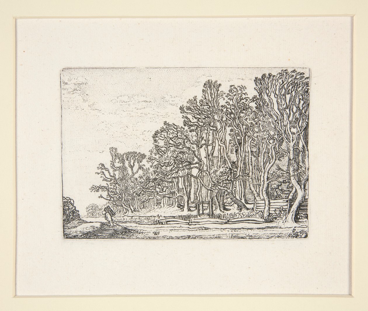 Zwei Plankenhecken, Platte 6 aus Die Landschaften von Willem Pietersz. Buytewech
