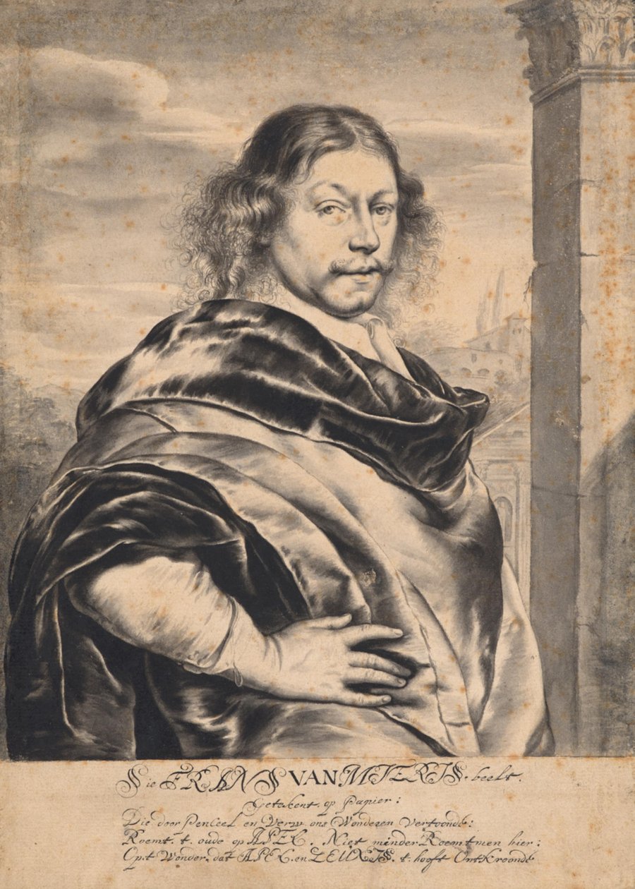 Porträt von Frans van Mieris dem Älteren, nach einer Zeichnung von Frans van Mieris dem Älteren von Willem Van Mieris