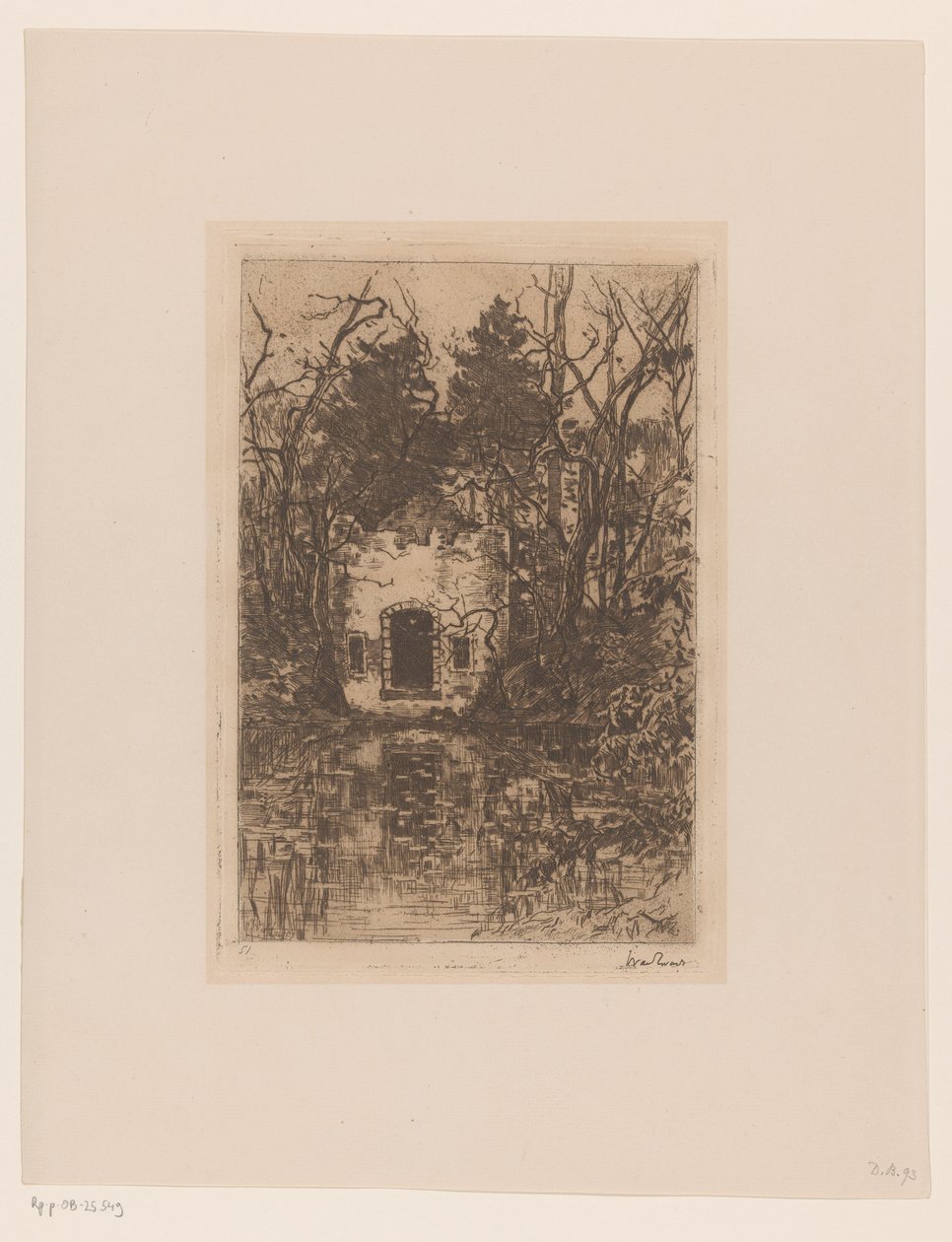Ruine an einem Teich (Lage Vuursche) von Willem de Zwart (signed by artist)