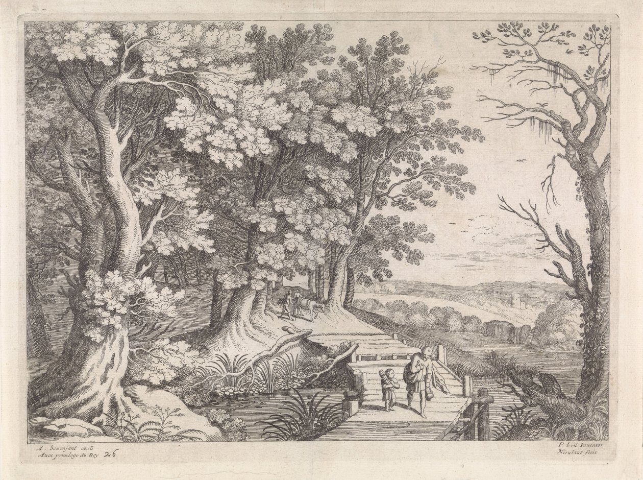 Landschaft mit Abraham und Isaak von Willem van Nieulandt (II)
