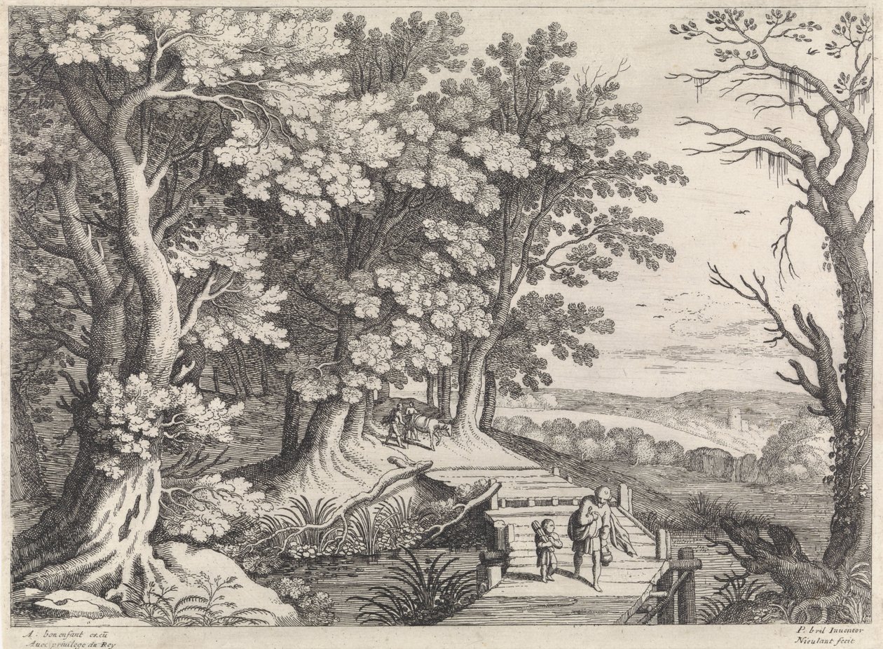 Landschaft mit Abraham und Isaak von Willem van Nieulandt (II)