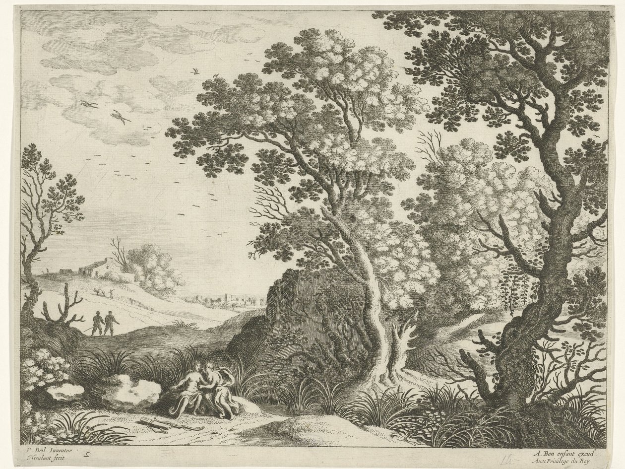 Landschaft mit Diana und einer Nymphe von Willem van Nieulandt (II)