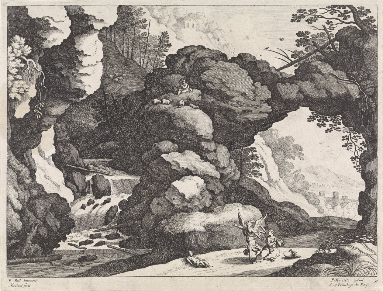 Landschaft mit Hagar und Ismael von Willem van Nieulandt (II)