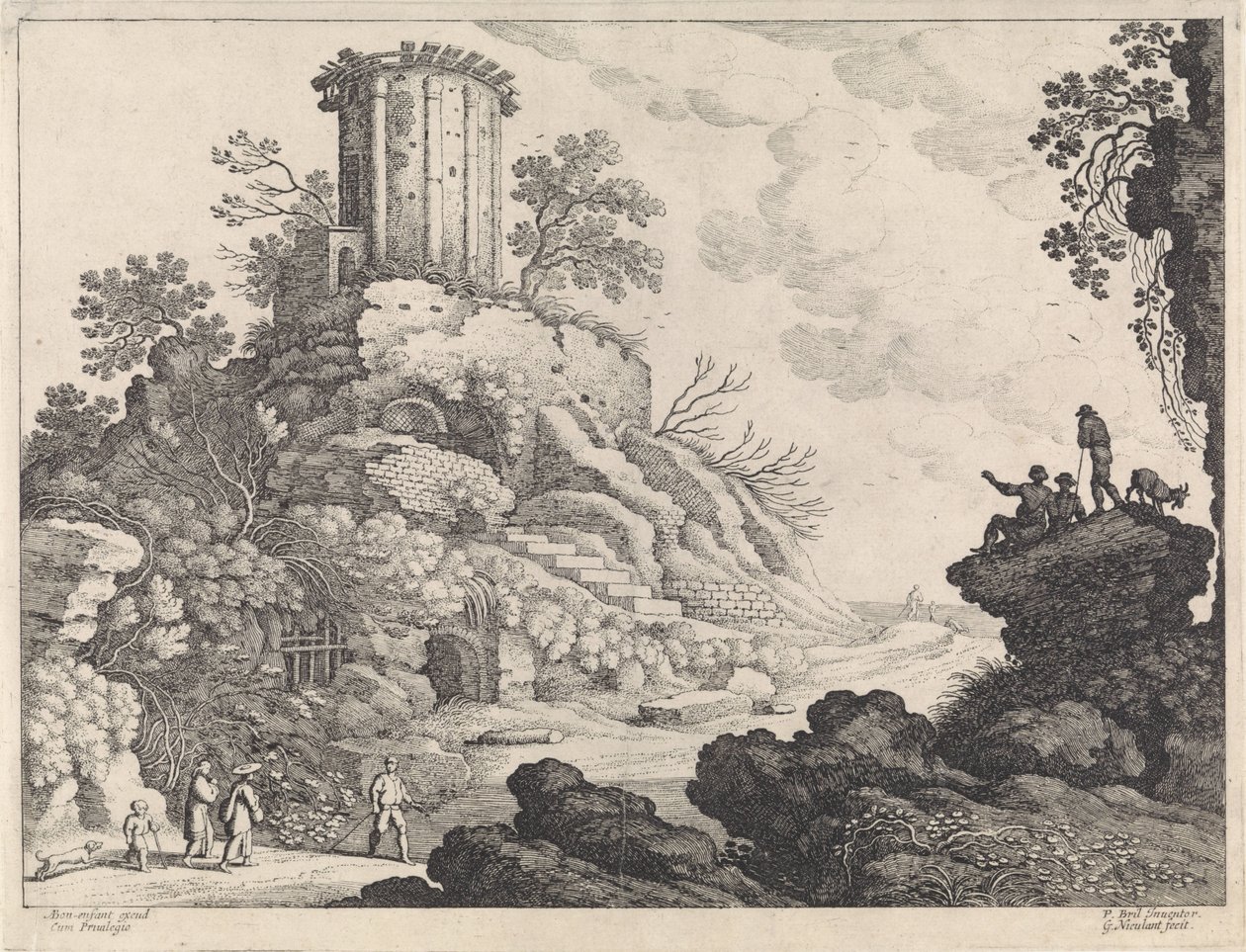 Landschaft mit der Ruine eines Tempels von Willem van Nieulandt (II)