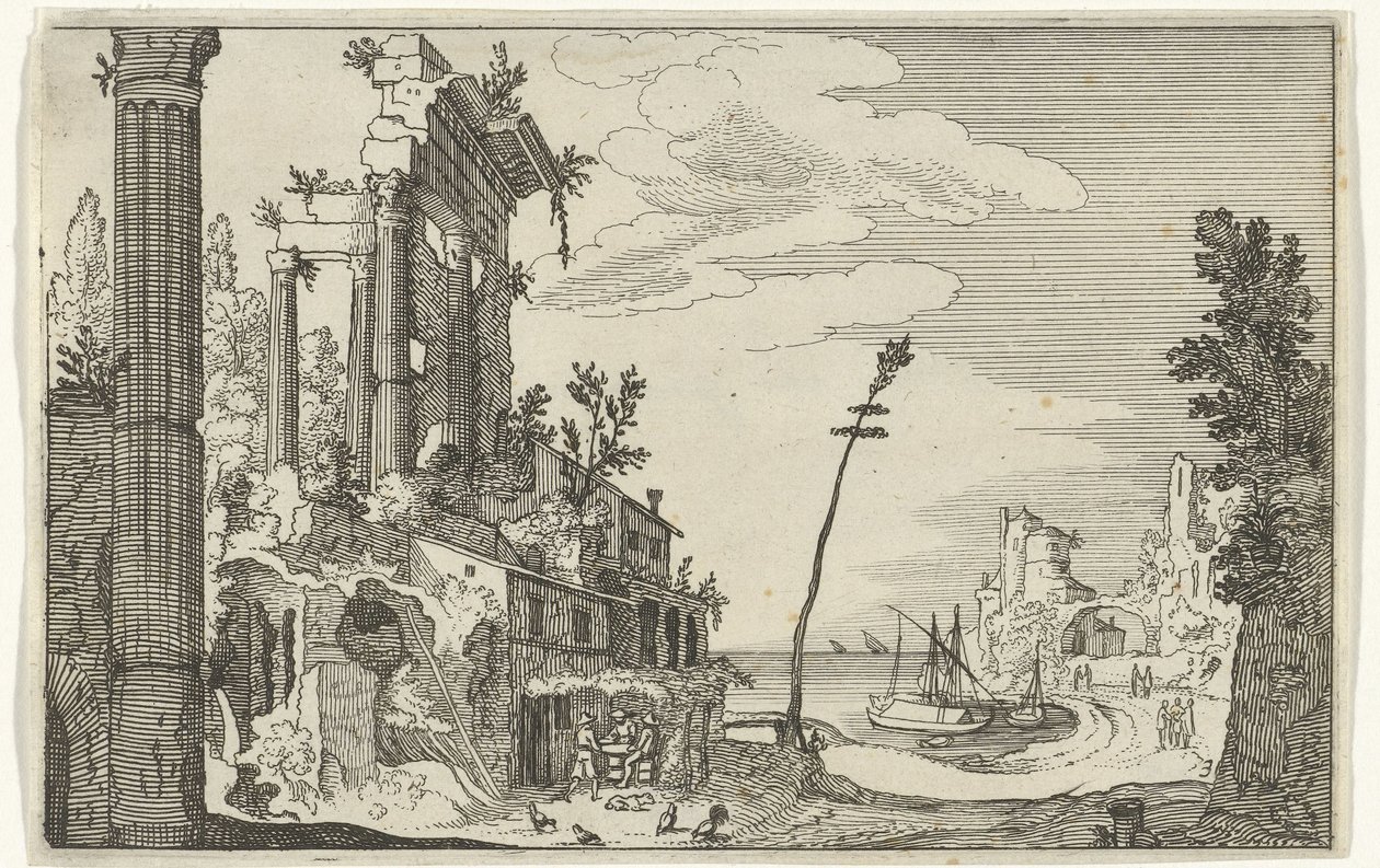 Römische Ruinen am Meer (Serientitel: Römische Ruinen und Küstenlandschaften, Serie 1) von Willem van Nieulandt (II)
