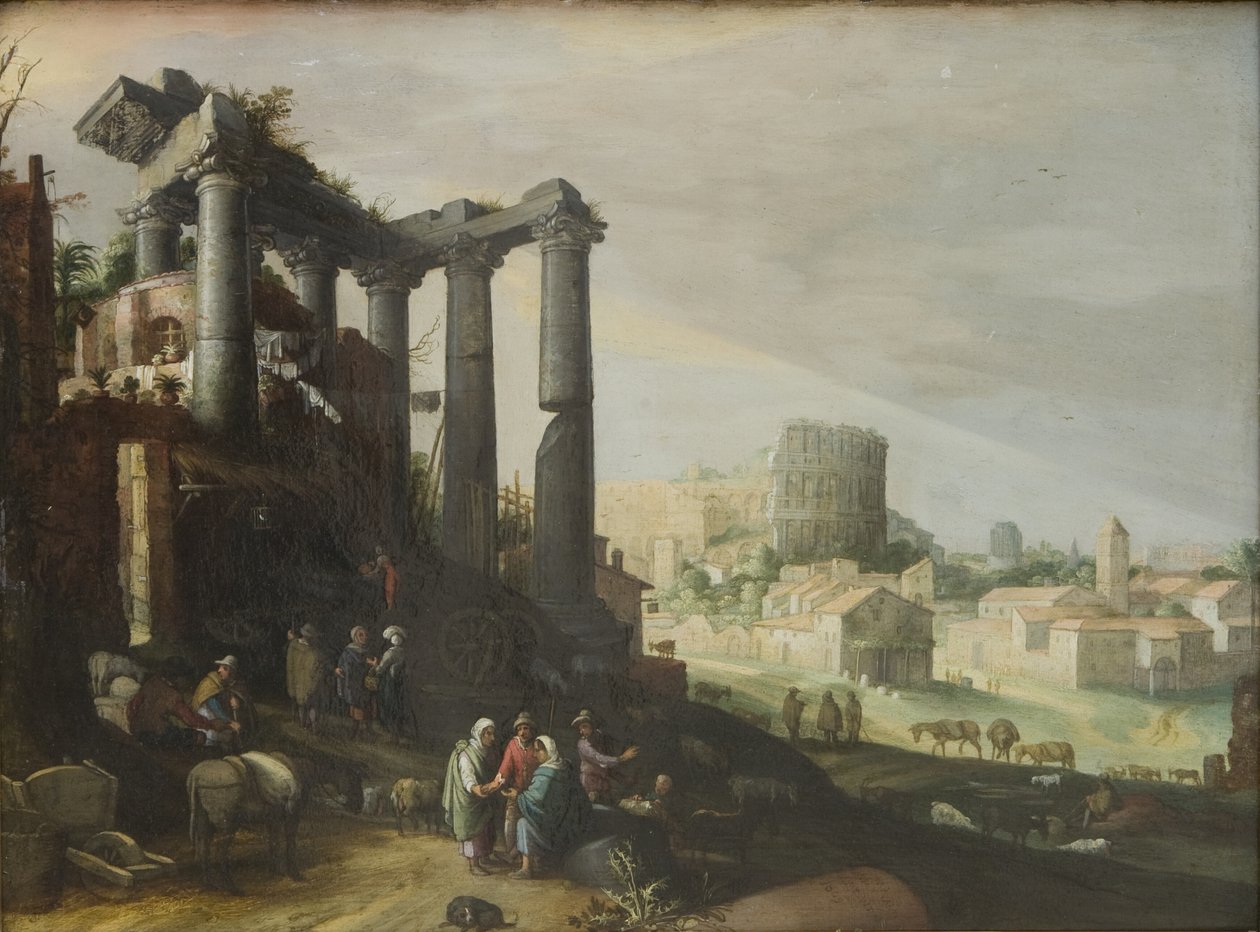 Landschaft mit Blick auf Campo Vaccino in Rom von Willem van Nieulandt d.Y.