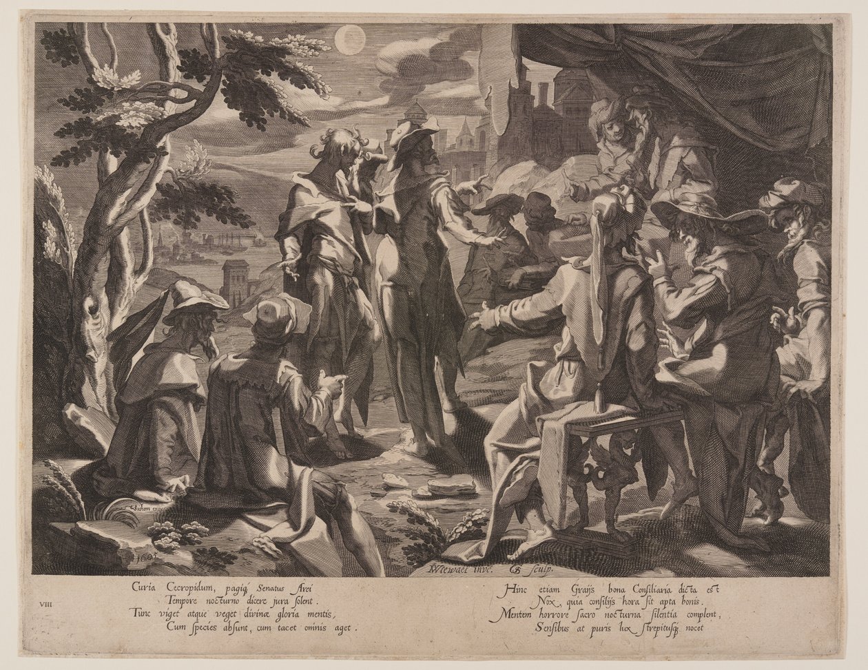 Areopagitenrichter von Athen, Platte 8 aus Thronen der Gerechtigkeit von Willem van Swanenburgh