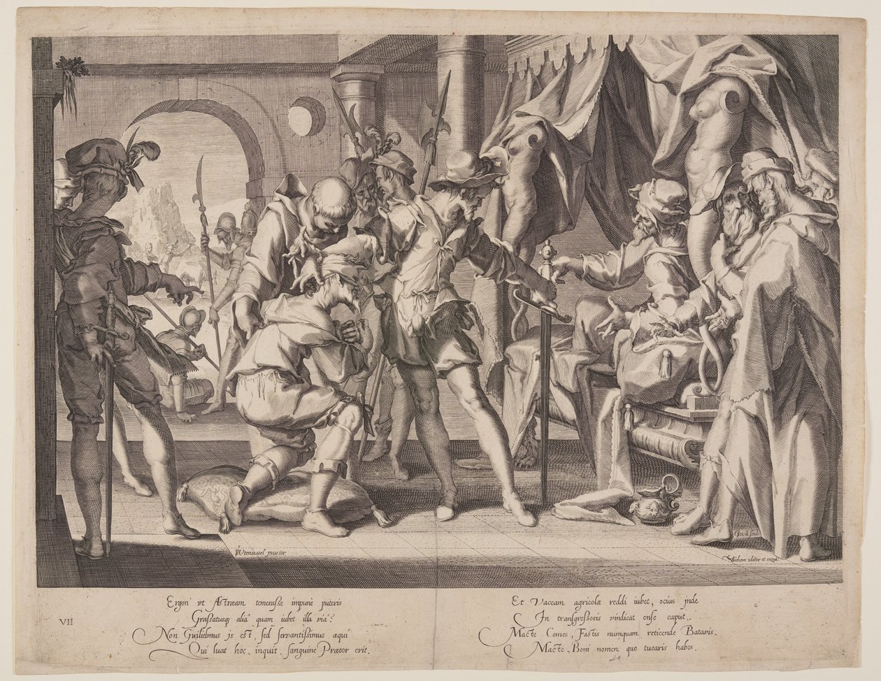 Graf Wilhelm erlaubt die Enthauptung, Platte 7 aus Throne der Gerechtigkeit (Thronus Iustitiae) von Willem van Swanenburgh