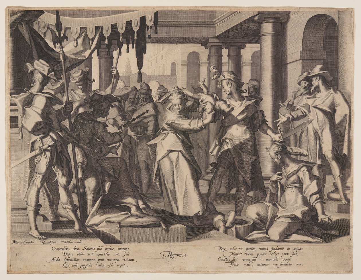 Urteil Salomos, Platte 2 aus Throne der Gerechtigkeit (Thronus Iustitiae) von Willem van Swanenburgh