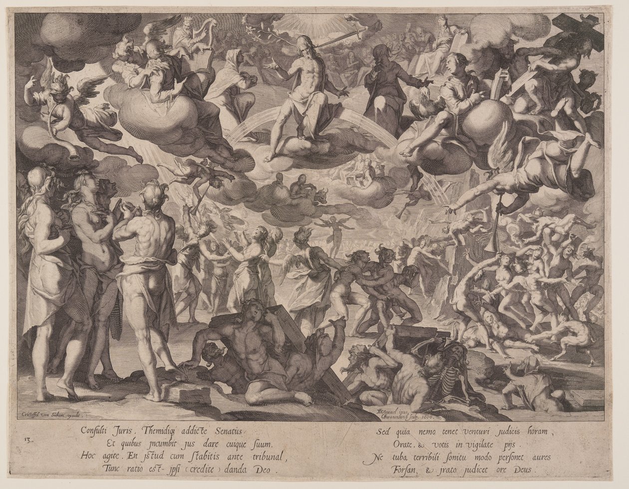 Jüngstes Gericht, Platte 13 aus Thronen der Gerechtigkeit (Thronus Iustitiae) von Willem van Swanenburgh