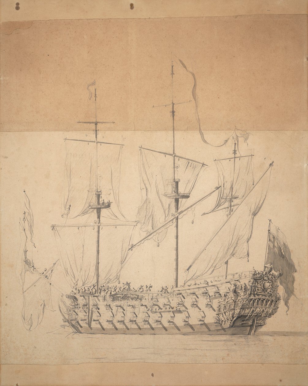 Porträt eines englischen Dreideckers, ca. 1673 von Willem van de the Elder Velde