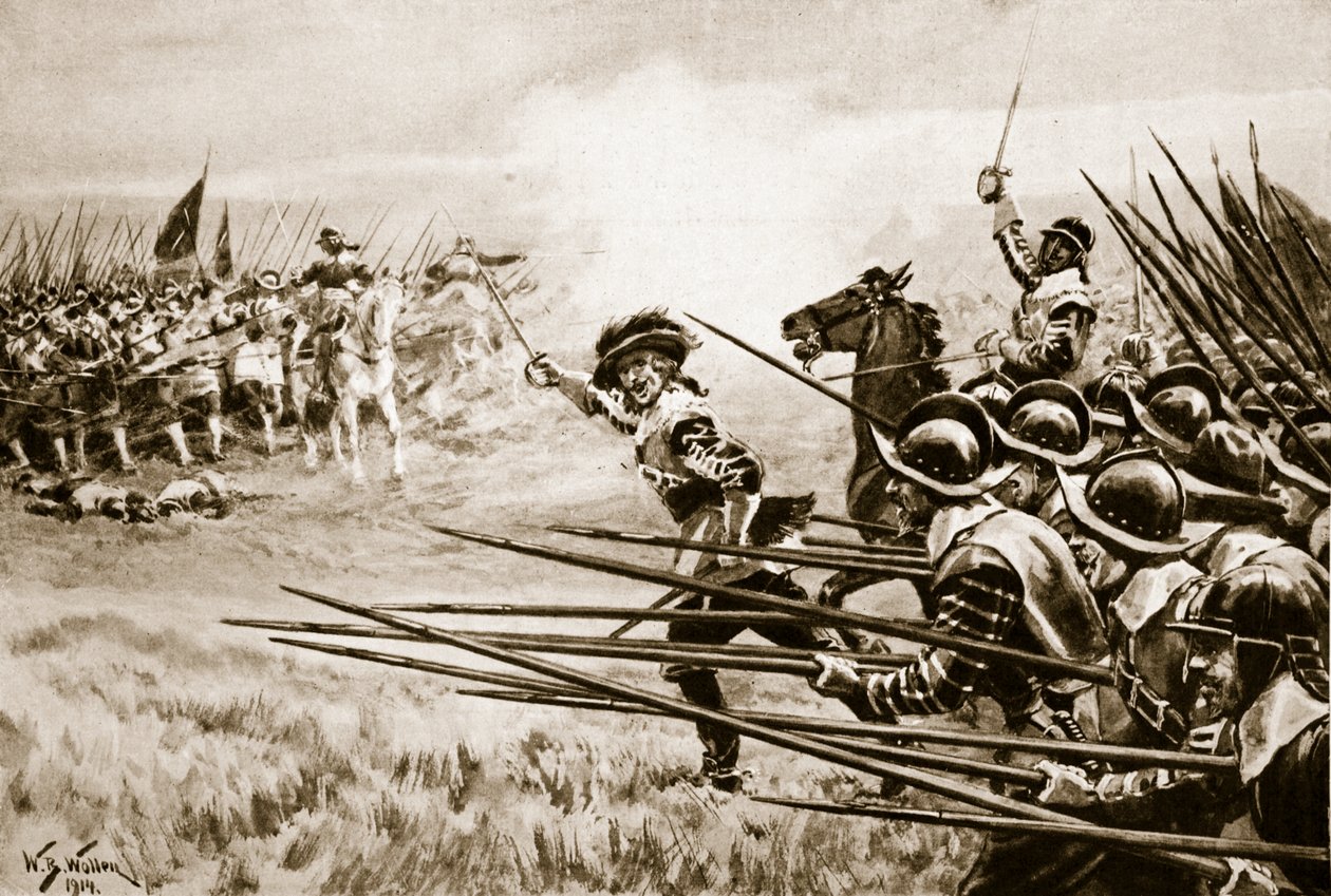 Der Angriff der royalistischen Infanterie bei Naseby, 14. Juni 1645 von William Barnes Wollen