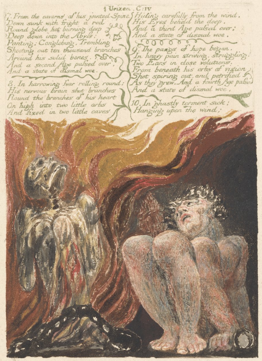 Aus den Höhlen seiner gegliederten Wirbelsäule..., Platte 14 aus Das erste Buch von Urizen von William Blake