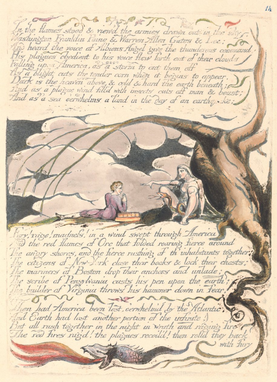 Amerika. Eine Prophezeiung, Platte 16, In den Flammen stand... von William Blake