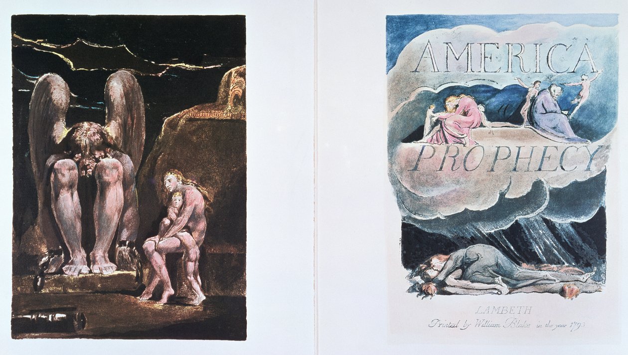 America a Prophecy: Frontispiz und Titelseite, die Orc, die Verkörperung der Energie, darstellt, 1793 von William Blake